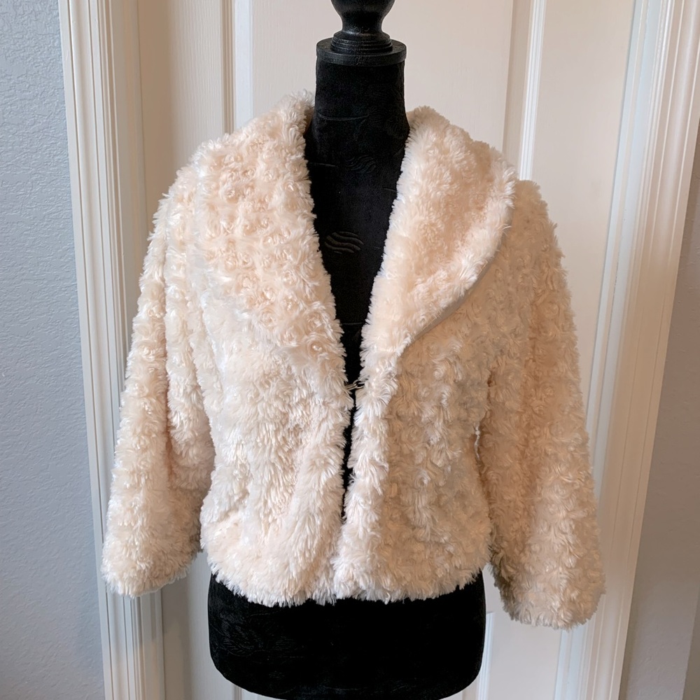 White Faux Fur Cropped Jacket